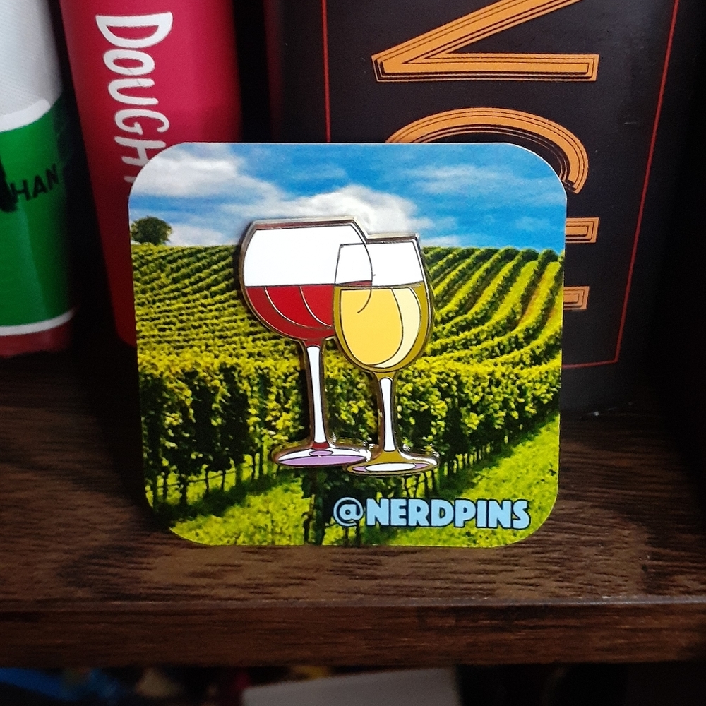 Wine glass enamel pin